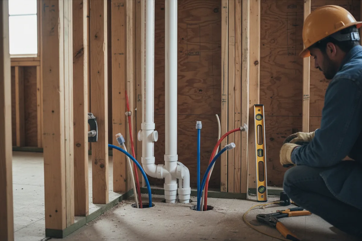 Drain and supply rough-in during Leak Detection in Niceville