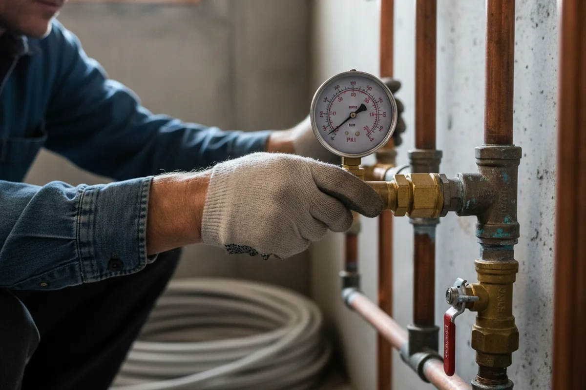 Pressure testing a repaired line during Water Line Repair in Niceville